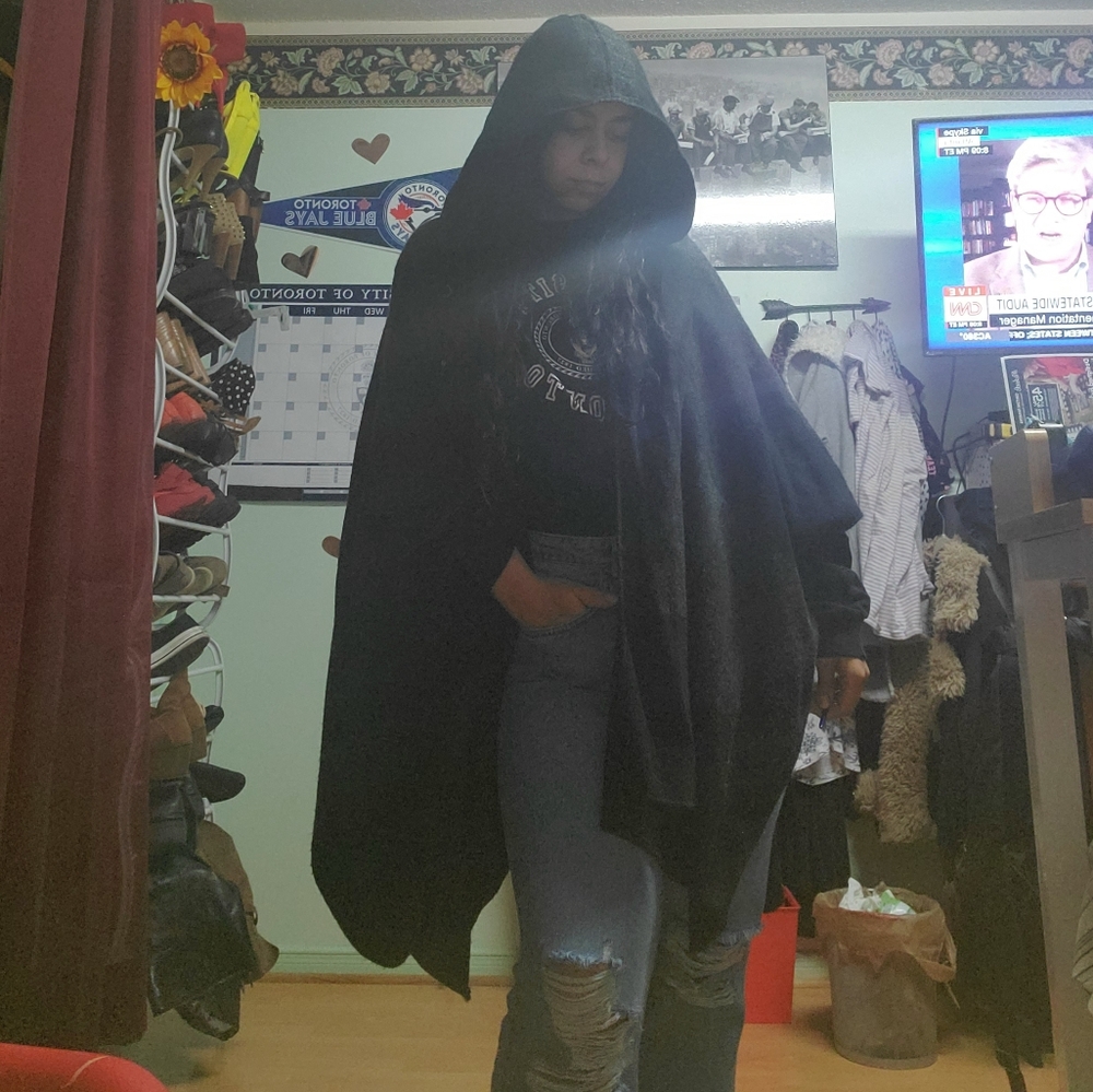 Lord & Taylor Hooded Cape Poncho Plaid boho